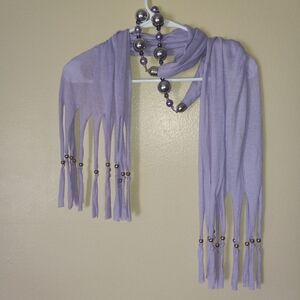 Elegant Lavender Scarf with Beaded Accents